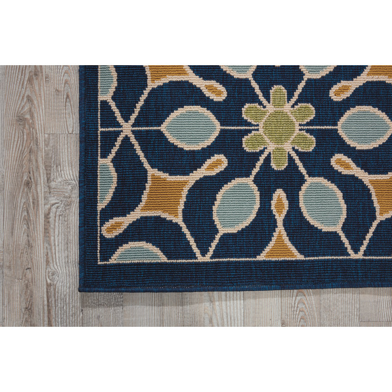 Sol 72 Outdoor™ Monterey Geometric Navy/Blue/Gold Area Rug & Reviews